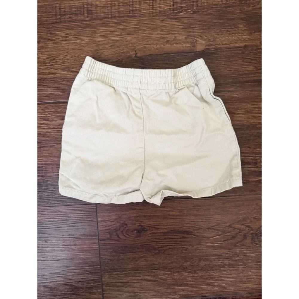 Ralph Lauren Baby Boys Khaki Chino Shorts 9M Elastic Waist Cotton Twill Tan